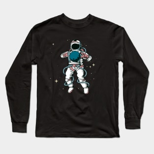 astronaut in space holding planet with stars astronaut lover Long Sleeve T-Shirt